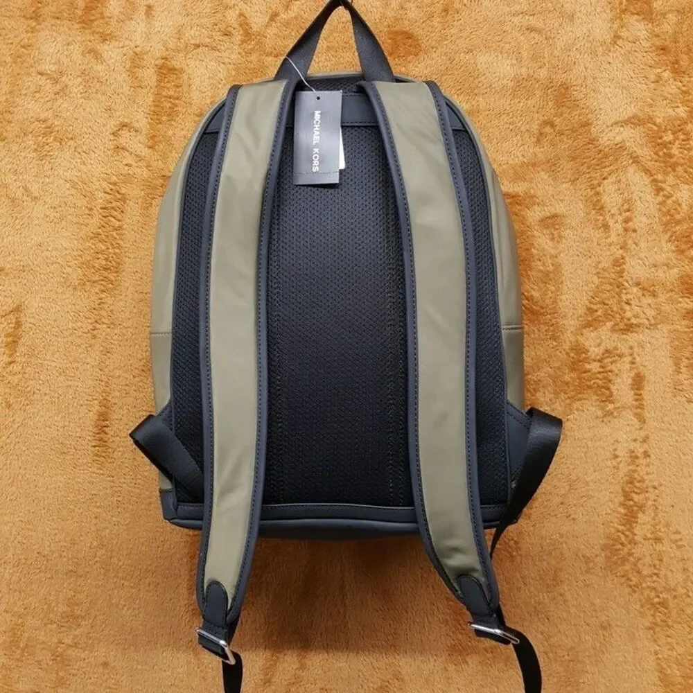 MICHAEL KORS Mens Backpack Olive Green Nylon MALONE Travel Workwear School $198